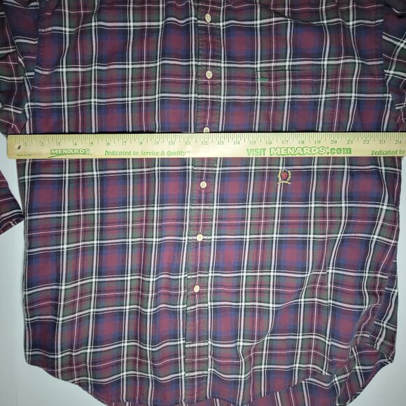 Tommy Hilfiger Mens Purple White Green Plaid Long Sleeve Button Up Shirt Size XL - Picture 9 of 12